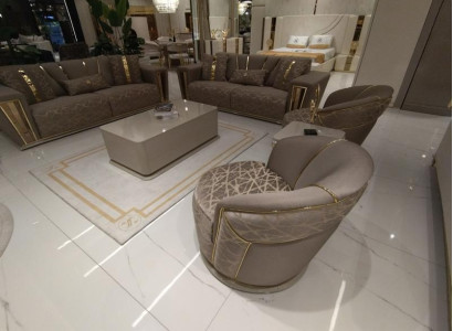 Sofa set 3+3+1+1 Seater Textile Modern Complete Armchair Sofa 3 Seater Luxury